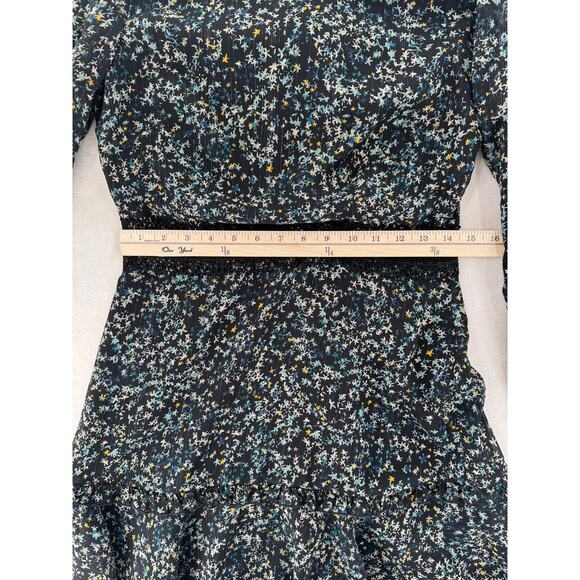 Donna Morgan Black Star Long Sleeve Ruffle Dress Knee Length Small 6 Cottagecore - Picture 12 of 13